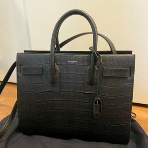 Saint Laurent Sac De Jour Small Crocodile Embossed